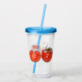 Tomatocartoonillustratie acryl drinkbeker (Achterkant)