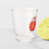 Tomatocartoonillustratie shot glas (Links)