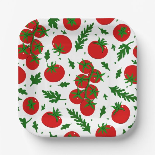 tomatoes arugula vegetables vegan vegetarian papieren bordje (Voorkant)