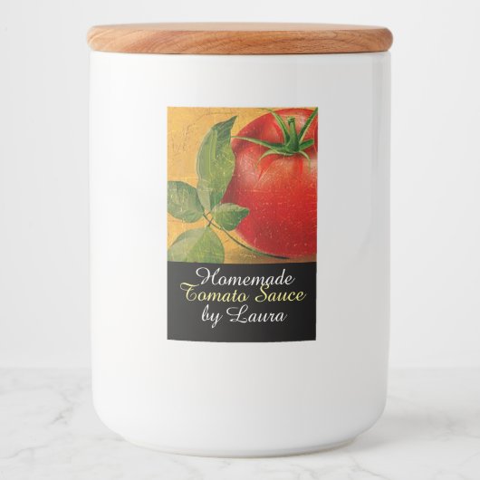 TOMATOES KITCHEN PRESERVES, KANNINGS, TOMATO SAUCE VOEDSELCONTAINER ETIKET (Voorkant)