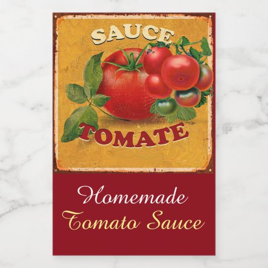 TOMATOES KITCHEN PRESERVES, KANNINGS, TOMATO SAUCE VOEDSELCONTAINER ETIKET (Enkel label)