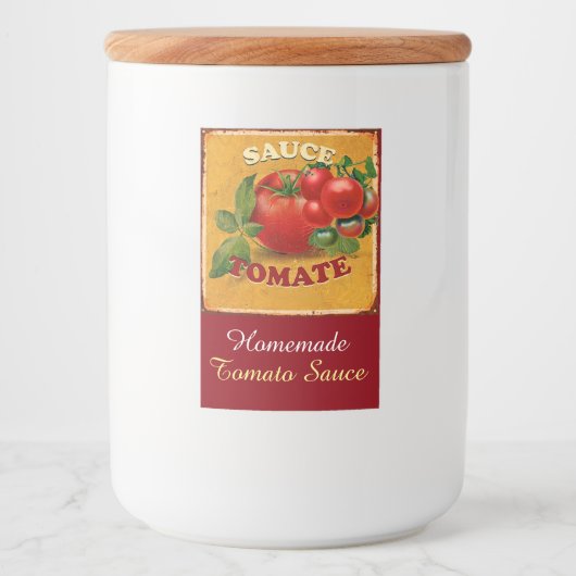 TOMATOES KITCHEN PRESERVES, KANNINGS, TOMATO SAUCE VOEDSELCONTAINER ETIKET (Voorkant)