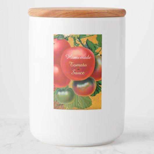TOMATOES KITCHEN PRESERVES, KANNINGS, TOMATO SAUCE VOEDSELCONTAINER ETIKET (Voorkant)