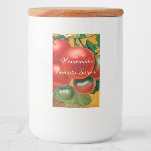 TOMATOES KITCHEN PRESERVES, KANNINGS, TOMATO SAUCE VOEDSELCONTAINER ETIKET (Voorkant)