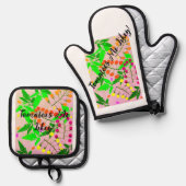 Tomatoes Me Likey Schort Ovenwant & Pannenlap Set (Voorkant / Achterkant)
