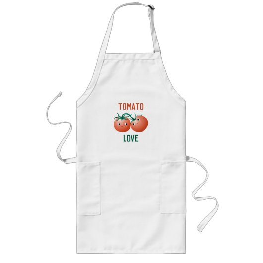 Tomatoliefde met super schattig tomatenkoppel lang schort (Voorkant)