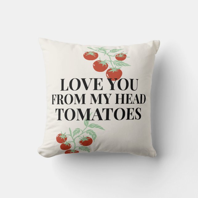 Tomatoliefdesbrief groene huis brunch kussen (Voorkant)