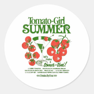 Tomatomeisje Zomer Tomaat Vers Fruit Trendy Aesth Ronde Sticker