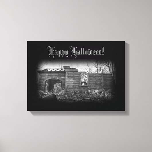 Tomb Ruin Happy Halloween ontvangen Canvas Afdruk (Voorkant)