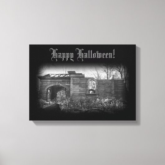 Tomb Ruin Happy Halloween ontvangen Canvas Afdruk (Voorkant)