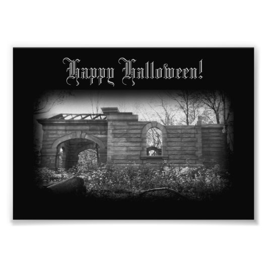 Tomb Ruin Happy Halloween ontvangen Foto Afdruk (Voorkant)