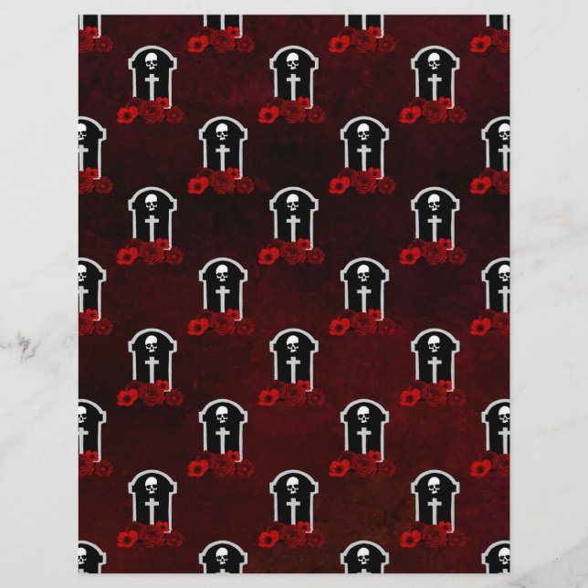 Tomb Stones & Rozen Halloween Scrapbook Paper (Voorkant)