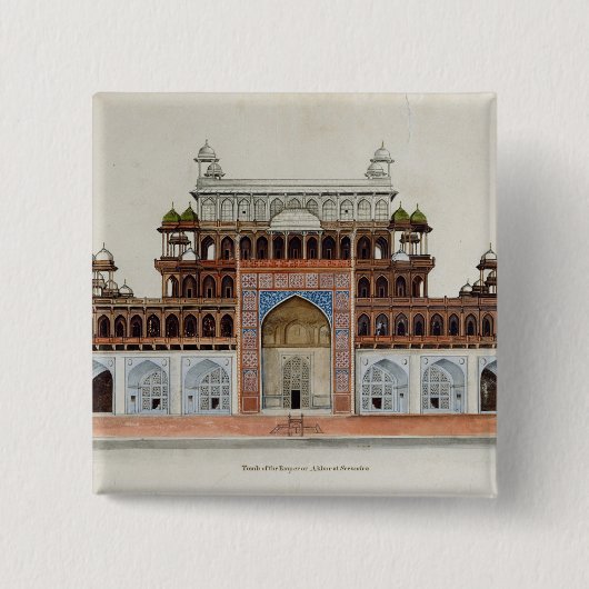 Tomb van de keizer Akbur in Secundra Vierkante Button 5,1 Cm (Voorkant)