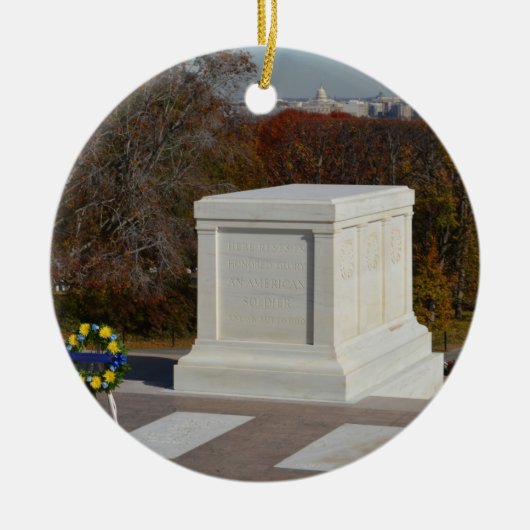 Tomb van de onbekende soldaat, Arlington Yellow Wr Keramisch Ornament (Voorkant)