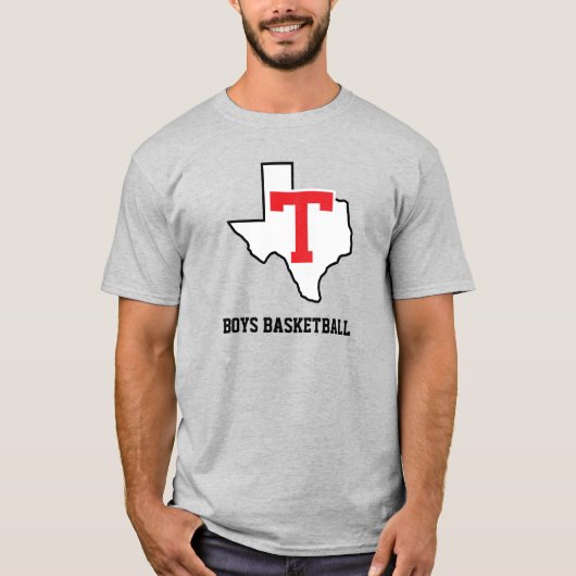 Tomball T Jongens Basketbal Texas licht grijs T-shirt (Voorkant)