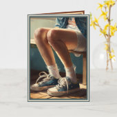 "Tomboy" met geschuurde jean shorts en tennisschoe Kaart (Gele Bloem)