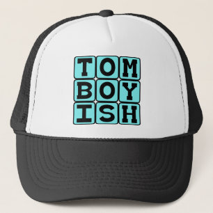 Tomboyachtig, meisje dat zich als een jongen gedra trucker pet