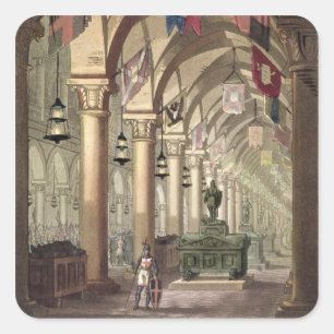 Tombs of the Knight Templar, c.1820-39 (aquatint) Vierkante Sticker