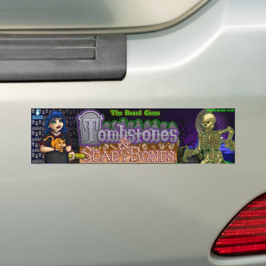 Tombstenen en ScaryBones-Bumpersticker Bumpersticker (Op auto)
