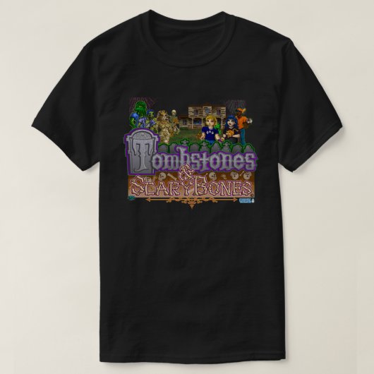 Tombstenen en ScaryBones Official Game T-shirt (Design voorkant)