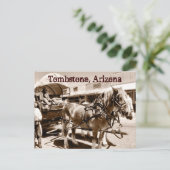 Tombstone Arizona Horses Covered Wagon Briefkaart (Staand voorkant)