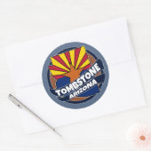 Tombstone Arizona vlag barstte rond stickers (Envelop)