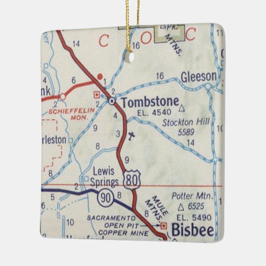 Tombstone AZ Map Keramisch Ornament (Links)