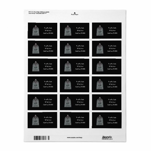 Tombstone - Halloween Labels (Full Sheet)