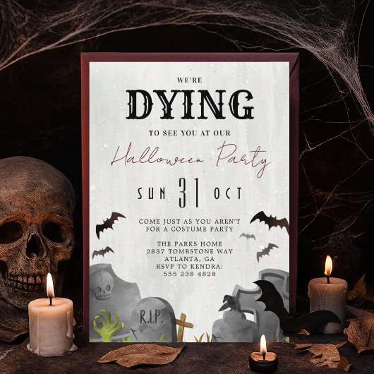 Tombstone Halloween Party Invitation Kaart