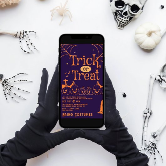 Tombstone Pumpkin Trick or treat Halloween Party Kaart