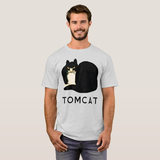 Tomcat Chinese Qing-dynastie Black Manchu Cat T-shirt (Voorkant volledig)