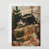 Tomcat foto kerstfeest grappige uitnodiging (Voorkant)