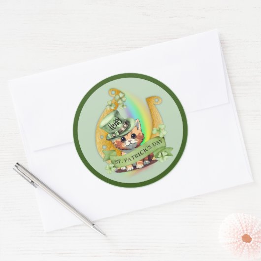 Tomcat Happy St. Patrick's Day Ronde Sticker (Envelop)