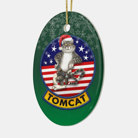 Tomcat Mascot Kerstmis Keramisch Ornament (Links)
