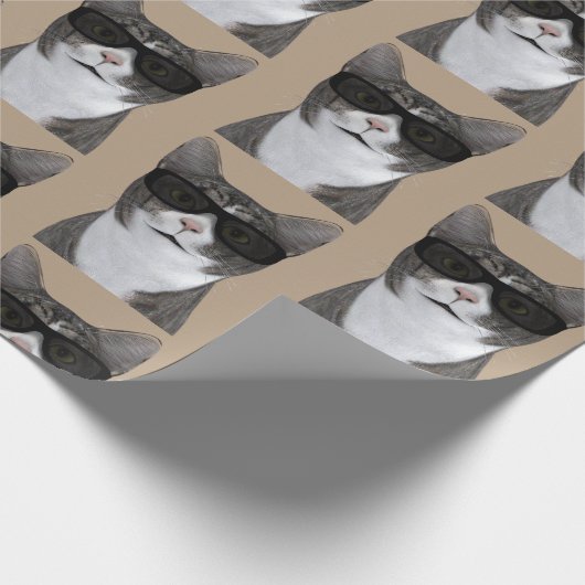 Tomcat ziet er zo knuffel uit met schaduwen cadeaupapier (Hoek)