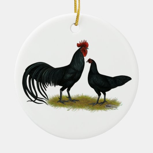 Tomeru Long Crower Kickens Keramisch Ornament (Voorkant)