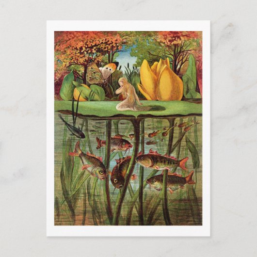 Tommelise erg desolaat op het waterlelblad, in briefkaart (Voorkant)