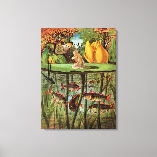 Tommelise erg desolaat op het waterlelblad, in canvas afdruk (Voorkant)