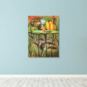 Tommelise erg desolaat op het waterlelblad, in canvas afdruk (Insitu (Houten vloer))