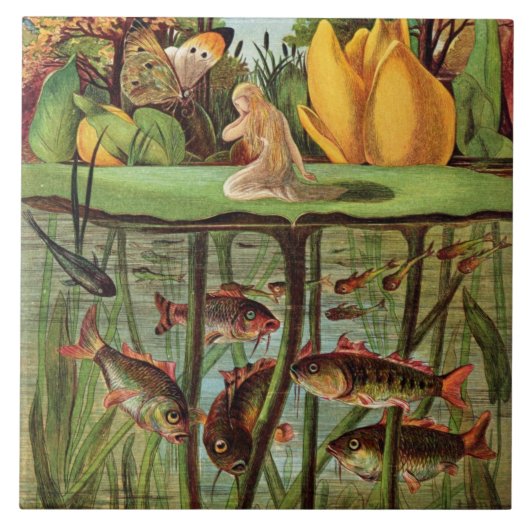 Tommelise erg desolaat op het waterlelblad, in tegeltje (Voorkant)