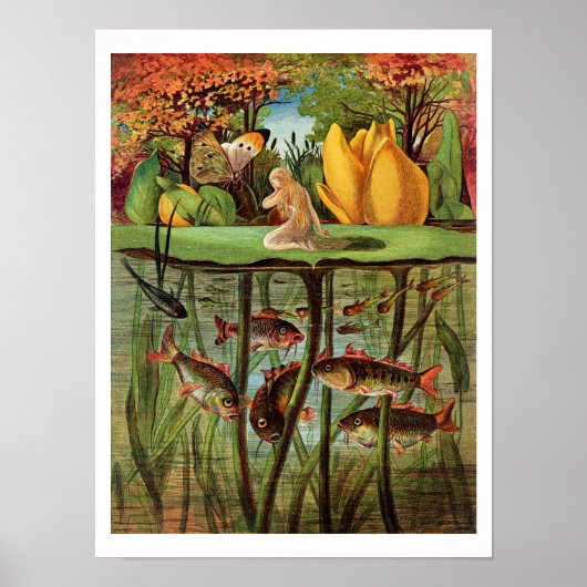 Tommelise very desolate on the water lily leaf, in poster (Voorkant)