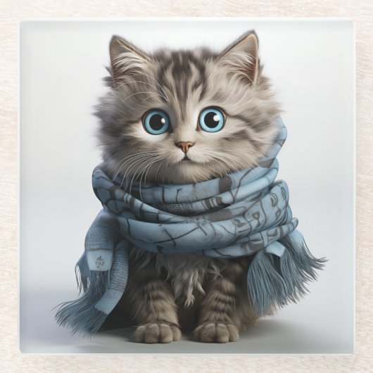 Tommy, de donkerste Tabby Cat Glazen Onderzetter (Voorkant)