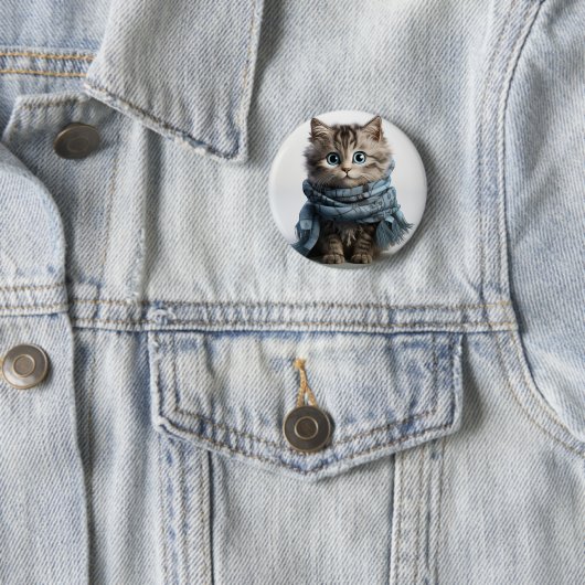 Tommy, de donkerste Tabby Cat Ronde Button 5,7 Cm (In situ)
