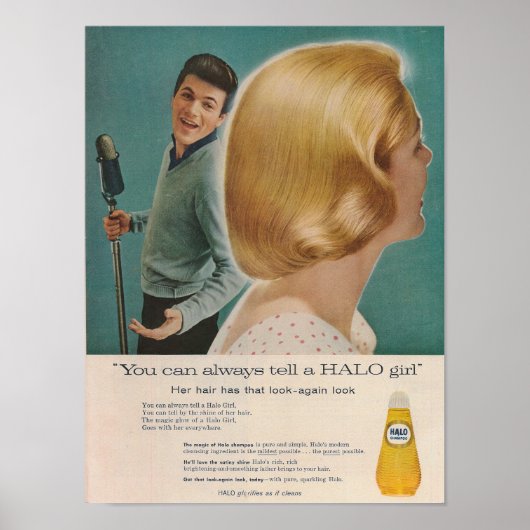 Tommy Sands 1958 Halo Shampoo Ad Poster (Voorkant)