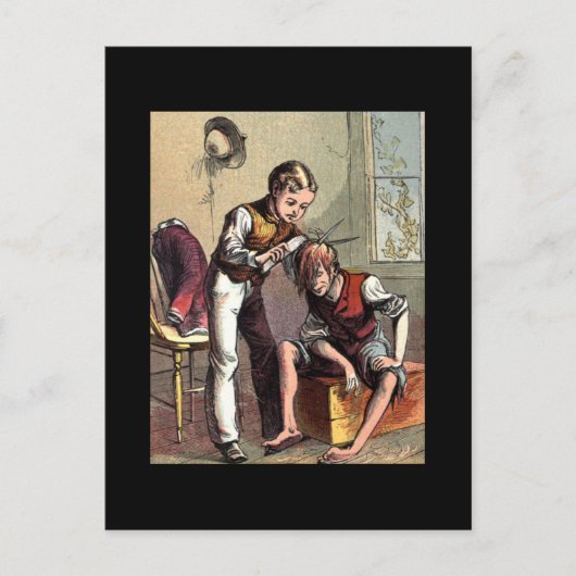 Tommy Tatters krijgt een haircut Briefkaart (Voorkant)