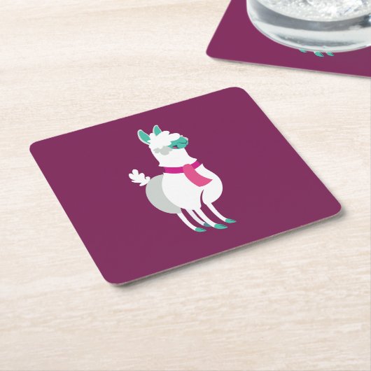 Tommy the Llama Kartonnen Onderzetters (Schuin)