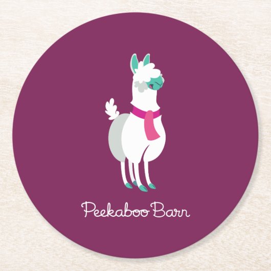 Tommy the Llama Ronde Kartonnen Onderzetter (Voorkant)