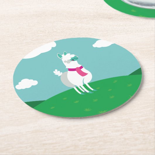 Tommy the Llama Ronde Kartonnen Onderzetter (Gebogen)