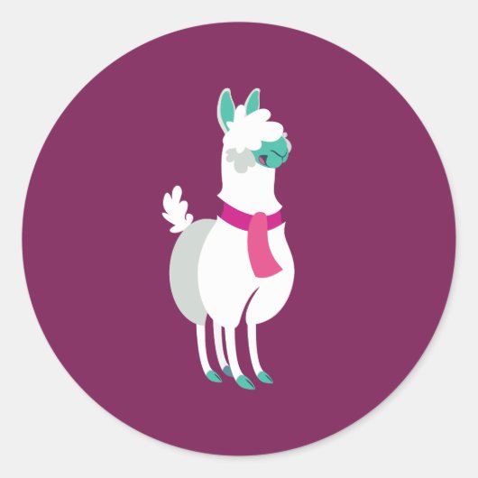Tommy the Llama Ronde Sticker (Voorkant)