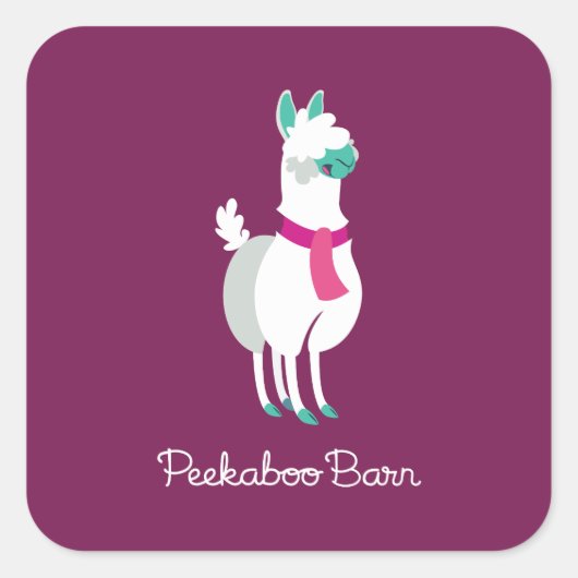 Tommy the Llama Vierkante Sticker (Voorkant)